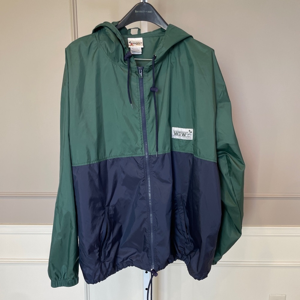 Vintage 90s Walt Disney World Windbreaker XXL Hooded Disneyland Full Zip WDW